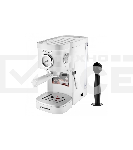 Кофеварка рожковая BRAYER BR1106 белый, исп. кофе - молотый, 1.2 л, 1100 Вт, 15 Бар.