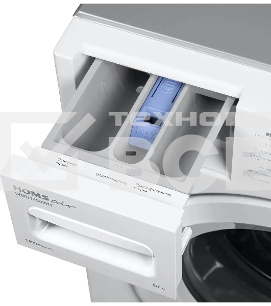 Встраиваемая стиральная машина HOMSair WMB1486WH белый, загрузка фронтальная 8 кг, 6 кг - сушка, 1400 об/мин, класс: A