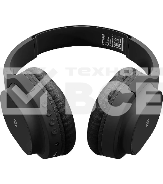 Гарнитура накладные Digma BT-18 черный беспроводные bluetooth оголовье