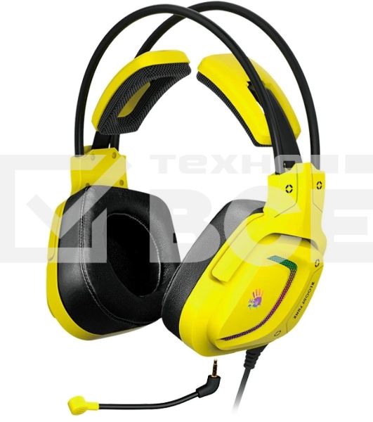 Гарнитура проводная с микрофоном A4Tech Bloody G575 Punk желтый/черный 2м мониторные USB оголовье (G575 PUNK)