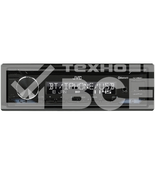 Автомагнитола JVC KD-X482BT, 1 DIN, Bluetooth, USB Type-A, AUX, съёмная панель