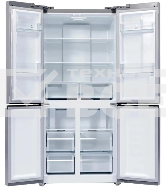 Холодильник  LEX LCD450SsGID серый трехкамерный 288/129л морозилка снизу Side-by-Side