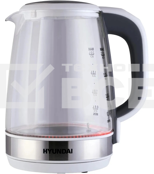 Чайник электрический Hyundai HYK-G8880 2л. 2200Вт серый/серебристый корпус: стекло