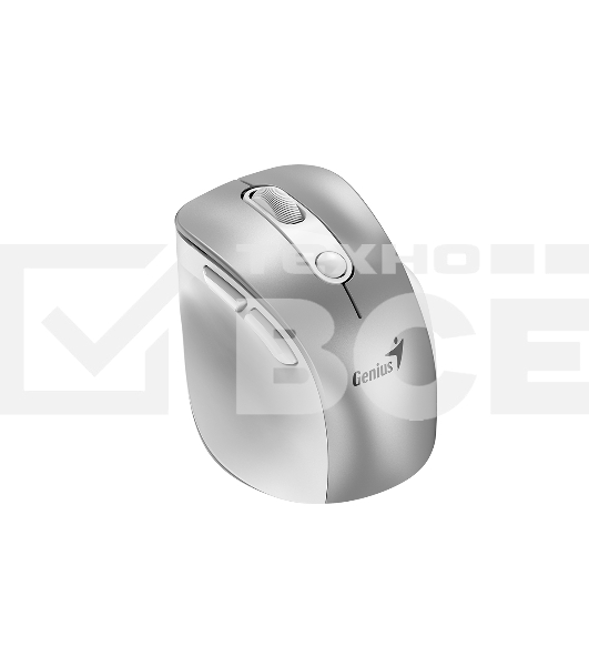 Мышь беспроводная Genius Ergo 9000S Pro серебристый, 2400 dpi, радиоканал, Bluetooth, USB, кнопки - 6