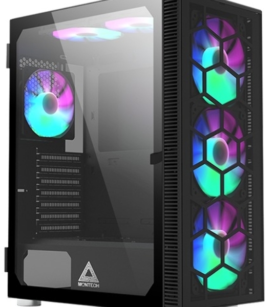 Компьютерный корпус Montech X3 GLASS, без БП, ATX 6x120мм 2xUSB 3.0 1xUSB3.1 audio bott PSU, черный