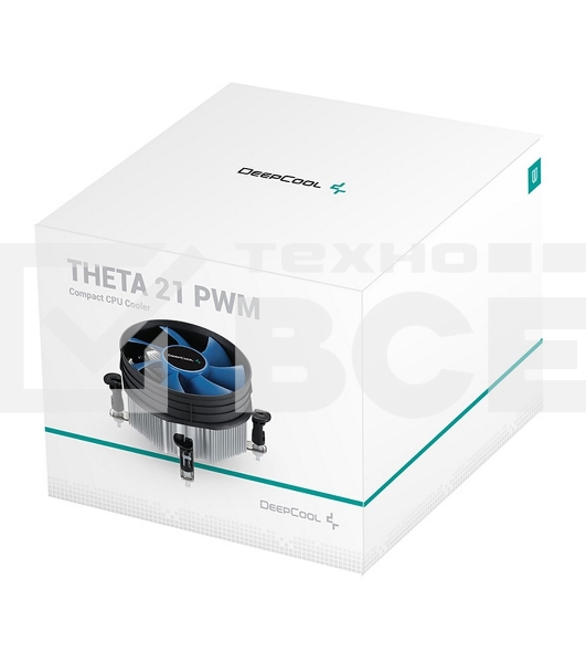 Кулер для процессора DEEPCOOL THETA 21 PWM черный/синий, 92 мм, алюминий, 2400 об/мин, 33.4 дБ, 4 pin, 95 Вт, 60.5 мм