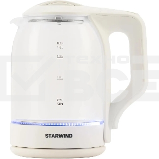 Чайник электрический StarWind SKG1056 1,8 л, 2000 Вт, белый/прозрачный