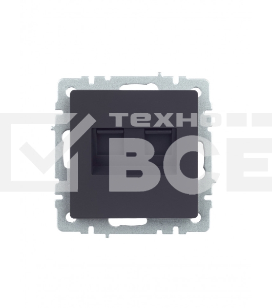 Розетка компьютерная двойная IEK BRITE РК10-2-БрГ RJ45 кат.5E графит