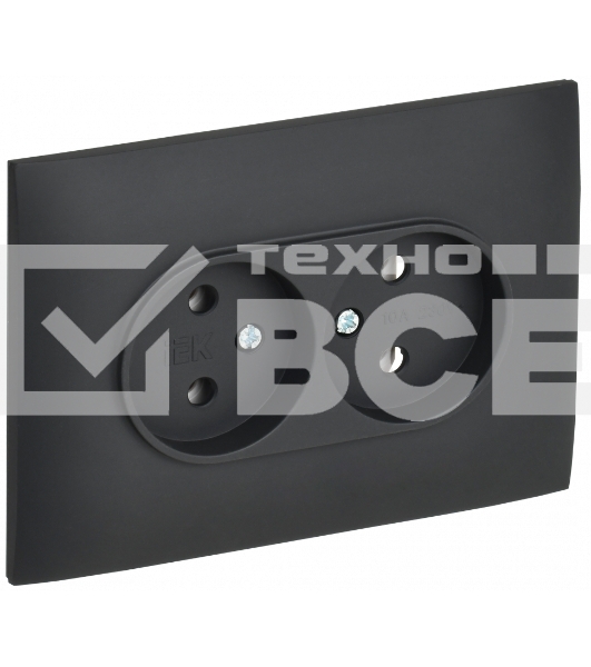 Розетка 2-местная IEK SKANDY SK-R10G 10А (SK-R20-10-K53-F) без заземления, без защитных шторок, 10А в сборе, графит