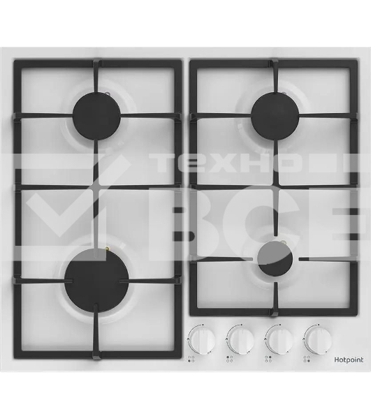Газовая варочная панель Hotpoint HGMT 642 WH, независимая, белый