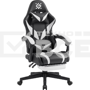 Кресло игровое Defender Aspect черный/белый, класс 4, PU, подножка