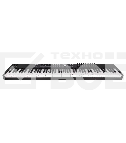 Клавиатура MIDI [231542] Arturia [KeyLab Essential 88 mk3 Black] 88 клавиш, LCD дисплей, 9 энкодеров, 8 пэдов, 9 фейдеров, 12 кнопок управления, колеса высоты тона и модуляции, 1/4