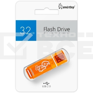 Флешка USB Smartbuy Glossy series Orange (SB64GbGS-Or), 64Gb, USB 2.0, R/W 25/15, оранжевый