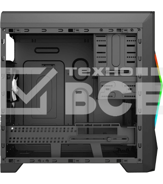 Компьютерный корпус Zircon Ares без БП (Midi Tower, Micro-ATX, черный, 1*USB3.0+2*USB2.0)