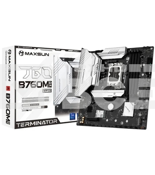 Материнская плата Maxsun Terminator B760M D4, LGA 1700, Intel B760, 4xDDR4, 4xSATA, 3xM.2, 1xPCIe 5.0 x16, 1xPCIe 3.0 x4, 1xHDMI, 1xDP, 1x 2.5Gb LAN, 2xUSB-A 3.2 Gen 1, 6xUSB-A 2.0, 3x3.5 мм, 5.1, M-ATX