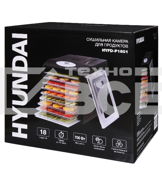 Сушка для фруктов и овощей Hyundai HYFD-1802 27под. 700Вт черный