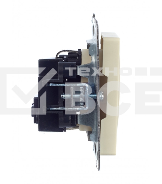 Розетка 1-местная IEK BRITE 16А РС14-1-0-БрКр с заземлением, с защитными шторками, 16А, бежевый