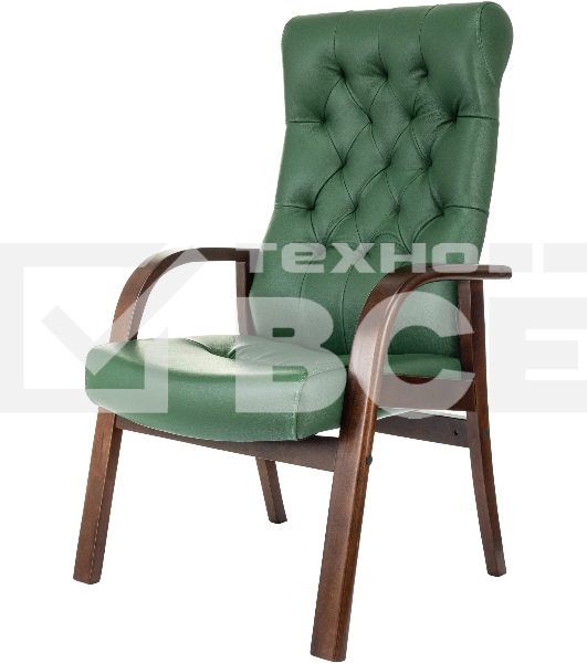 Кресло офисное Бюрократ T-9928WALNUT-CF, зеленый, кожа, на ножках, дерево