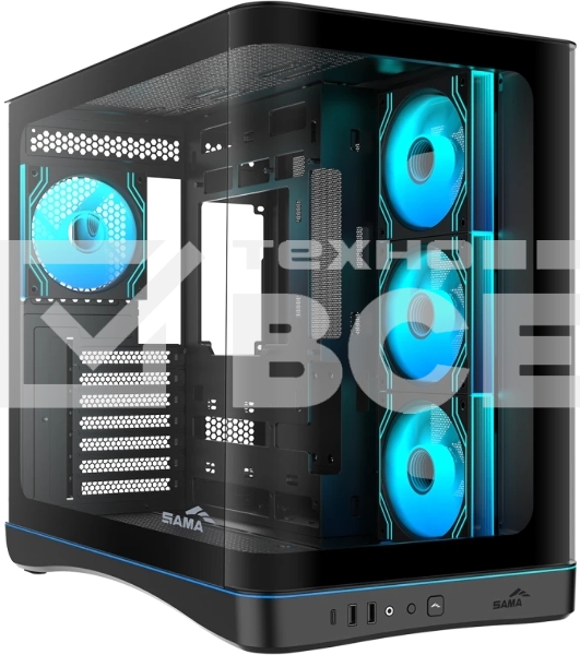 Корпус SAMA V62S, Midi-Tower, чёрный, 4 x 120 мм