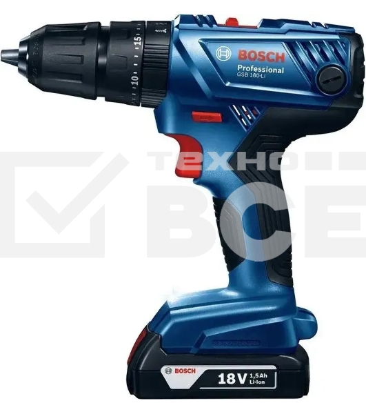 Дрель-шуруповерт Bosch GSB 180-LI Аккумуляторная, Кейс