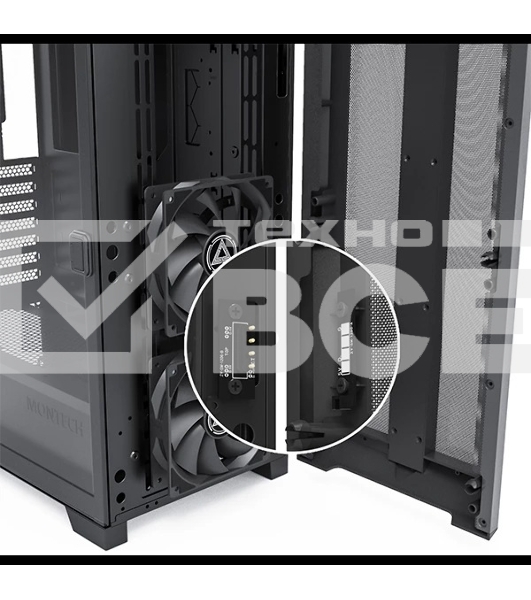 Компьютерный корпус Montech SKY ONE Lite черный без БП ATX 3x120mm 2xUSB3.0 1xUSB3.1 audio bott PSU