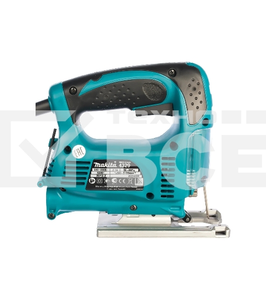 Лобзик Makita 4329 Лобзик,в\рук, {450Вт,500-3100об\м,ход-18мм,рез-65мм,1.9кг,кор,маятн,Al подошва}