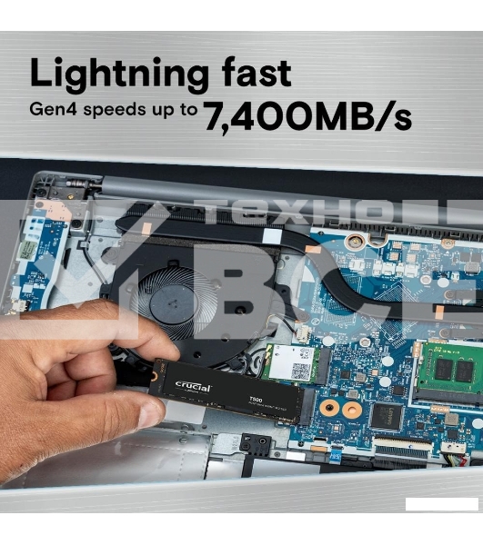 Накопитель SSD Crucial T500, 2Tb, M.2 2280, PCIe 4.0 x4, NVMe, R/W 7400/7000
