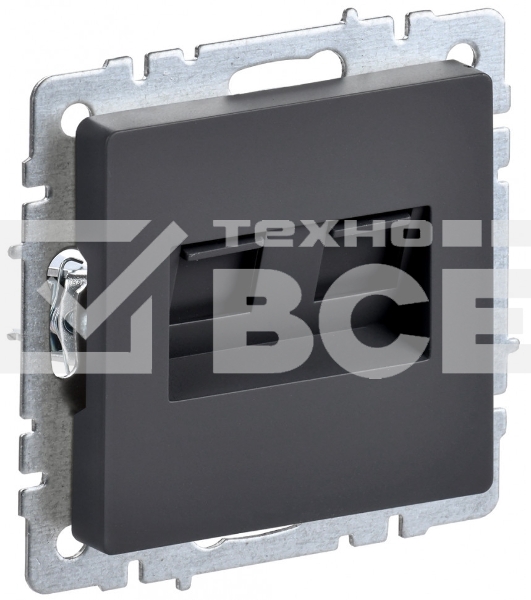Розетка компьютерная двойная IEK BRITE РК10-2-БрГ RJ45 кат.5E графит
