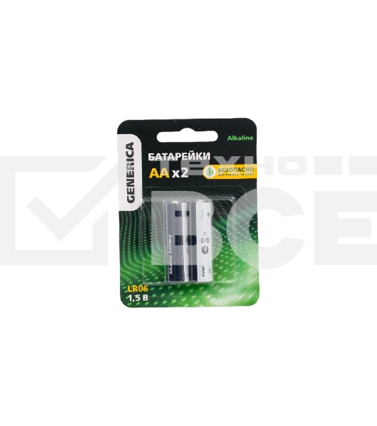 Батарейка щелочная Alkaline LR06/AA (2шт/блистер) GENERICA