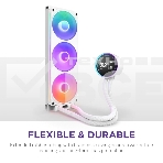 Система жидкостного охлаждения для ПК/Water Cooling System NZXT Kraken Elite 420 RGb (350W, 420мм, LED temp., белый/Fans: 3x140мм, 98.61CFM, 34.5dBA, 2000RPM/Pump height 65мм, 2800RPM, Rad thickness 27мм/S: 1851, 1700, 1200, 115X, AM5, AM4), фото2