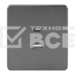 Розетка Kranz ROUND USB-A+Type-C 3А с функцией быстрой зарядки титан, фото 1