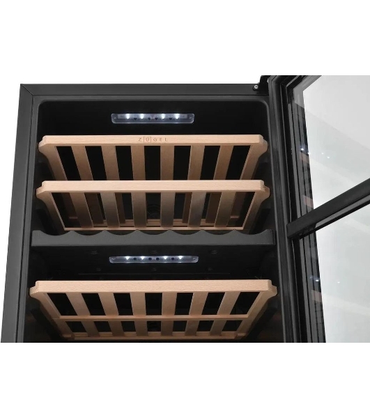 Винный шкаф ZÜGEL ZCWF521DB черный, 127 л, 2 отсека, 52 бут., класс A+