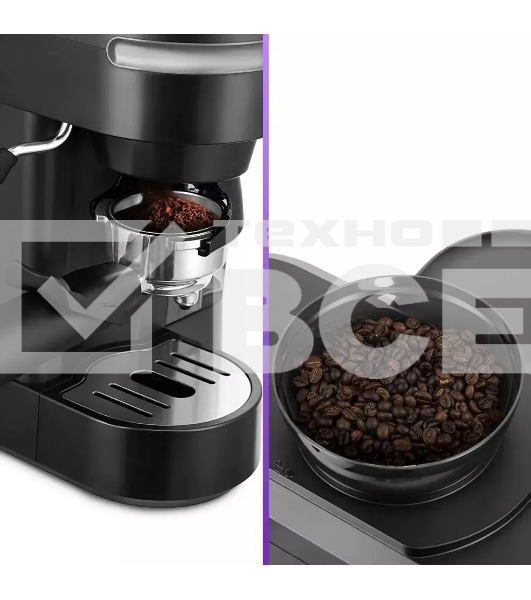 Кофеварка рожковая Kitfort КТ-7375 черный, исп. кофе - зерновой/молотый, 0.75 л, 1150 Вт, 15 бар