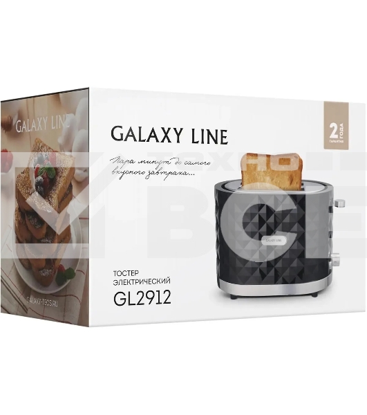 Тостер Galaxy Line GL 2912, черный, пластик, 1200 Вт