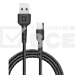 Кабель Defender  F181, USB 2.0 (AM) - Type C, 1метр, 2.4А, нейлоновая оплетка, чёрный., фото3