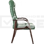 Кресло офисное Бюрократ T-9928WALNUT-CF, зеленый, кожа, на ножках, дерево, фото10