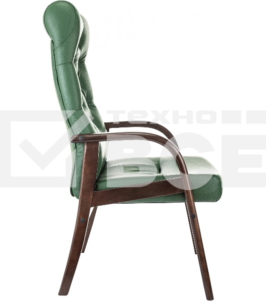 Кресло офисное Бюрократ T-9928WALNUT-CF, зеленый, кожа, на ножках, дерево