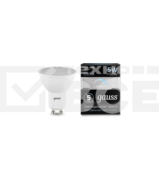 Лампа светодиодная Gauss Led MR16 GU10-dim 5Вт 4100К диммируемая 101506205-D