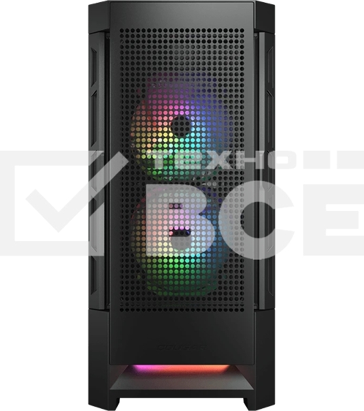 Компьютерный корпус Cougar Airface RGB Black, 2х140мм + 1x120мм ARGB Fan, ARGB Fan Hub, без БП, черный, ATX