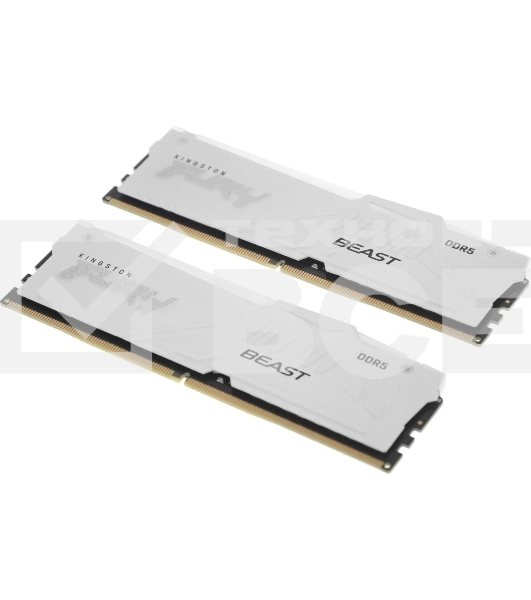 Оперативная память Kingston Fury Beast, DDR5, 32Gb (2x16Gb), 5600MHz, CL40, DIMM, с радиаторами, RGB, белый