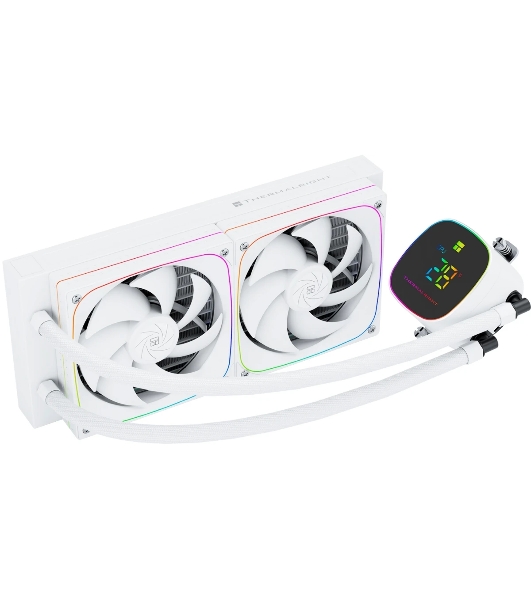 Система жидкостного охлаждения Thermalright Frozen Horizon 240 Digital (240мм, LED temp., White, ARGB/Fans: 2x120мм, 68.9CFM, 28.2dBA, 2000RPM/Pump height 53.2мм, Rad thickness 27мм/S: 1700, 1200, 1851, 115X, AM5, AM4)