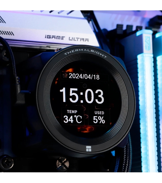 Система жидкостного охлаждения Thermalright Core Vision 360 (360mm, LED, Black, ARGB/Fans: 3x120mm, 72.37CFM, 27.7dBA, 2000RPM/Pump height 66mm, Rad thickness 27mm/S: 1700, 1200, 1851, 115X, 2011, 2066, AM5, AM4)