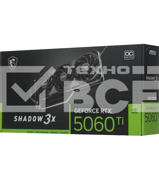 Видеокарта MSI RTX 5060Ti SHADOW 3X OC CLASSIC 8Gb GDDR7 128bit 3xDP HDMI 3FAN RTL