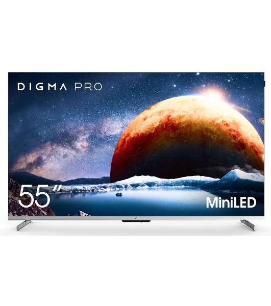 Телевизор DIGMA PRO 55' Mini LED 55Q серебристый Mini-LED QLED UHD 144Hz Smart TV Google TV 3GB/32GB