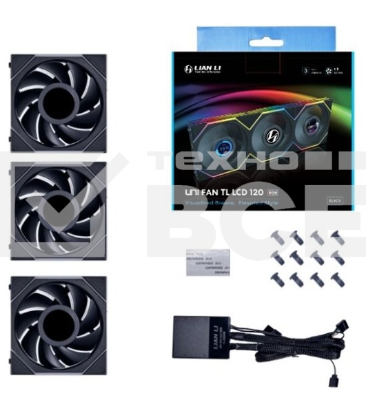Корпусный вентилятор LIAN LI UNI FAN TL LCD (3pcs) G99.12TLLCD3B.00 черный 120мм 1900rpm 27db 7-pin