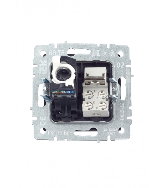 Розетка компьютерная двойная RJ11+RJ45 IEK BRITE РК/Т12-БрЧ кат.5E черный