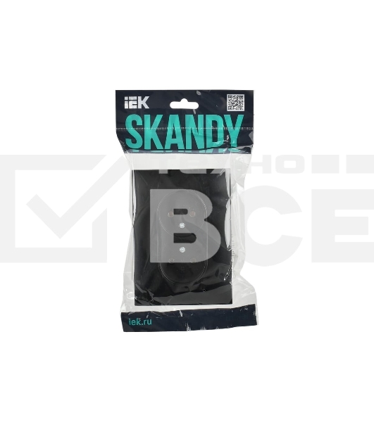 Розетка 2-м SKANDY 10А без заземл. без защ. шторок в сборе SK-R10Bl черный IEK SK-R20-10-K02-F