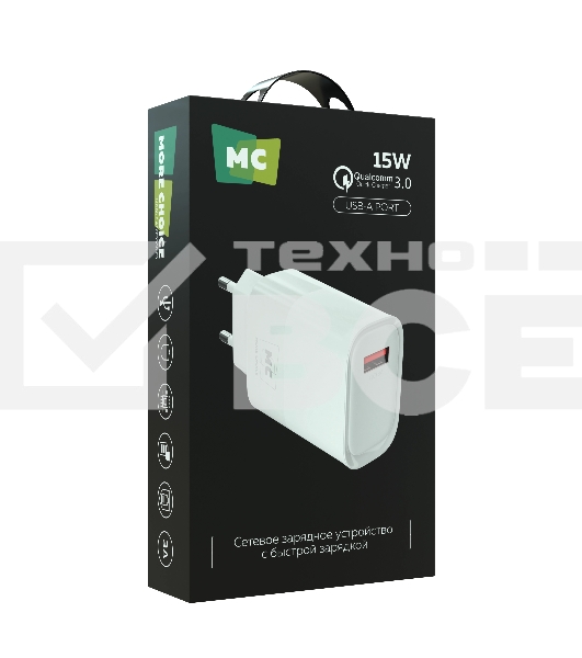 Сетевое зарядное устройство MORE CHOICE (4620202553379) NC09 1USB 3.0A QC3.0 15W, белый