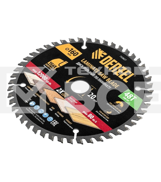 Пильный диск по ламинату Denzel ф160 х 20 мм, 48 зубьев 733827