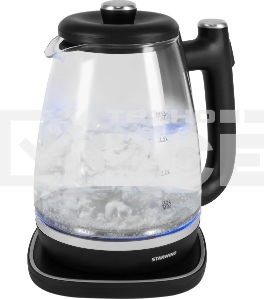 Чайник электрический Starwind SKG4041 1.8л. 1800Вт черный корпус: стекло